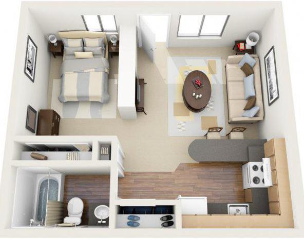 2 kambarių apartamentų išdėstymas: nuotrauka, schema