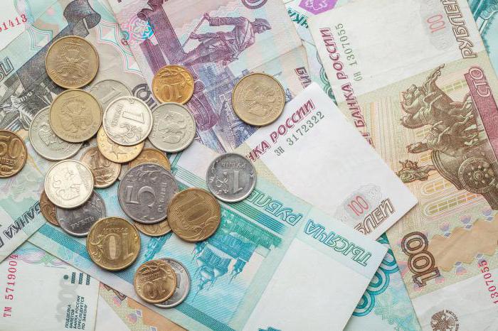 Šiuolaikiniai rusų pinigai: monetos ir banknotai.
