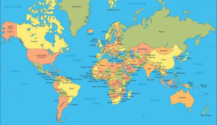 Pasaulio geografinis žemėlapis. Kortelių tipai